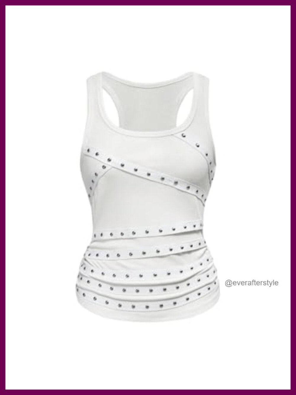 Studded Sleeveless Racerback Rib Knit Punk Tank Top Fitted Scoop Neck Going Out